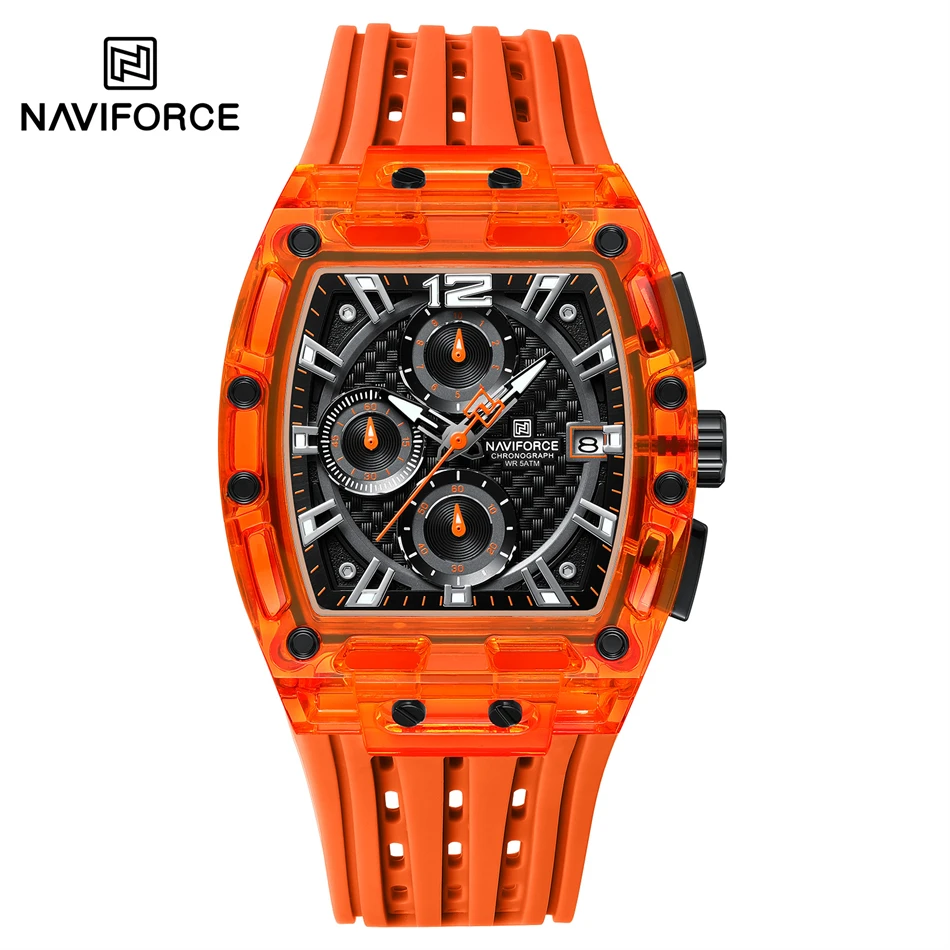 NAVIFORCE New Watch for Men Luxury Tonneau Chronograph