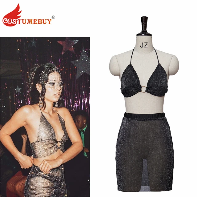 Euphoria Maddy Perez Prom Outfit Crystal Mesh Halter Bralette Crop Tank Top  And Maxi Skirt Lingerie Set Sexy Halloween Costume - Cosplay Costumes -  AliExpress