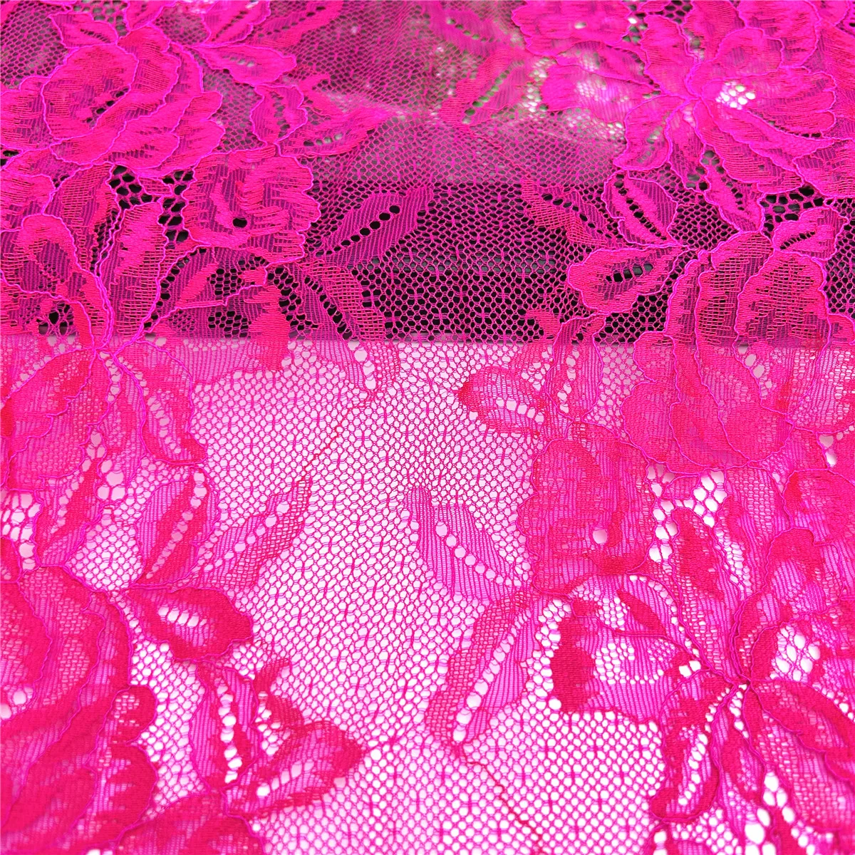 3y/lot Width 21.50cm Fuchsia Elastic Stretch Lace Trim Bright Pink Skirt Hem Underwear Sewing Craft DIY Apparel Fabrics Lace 3