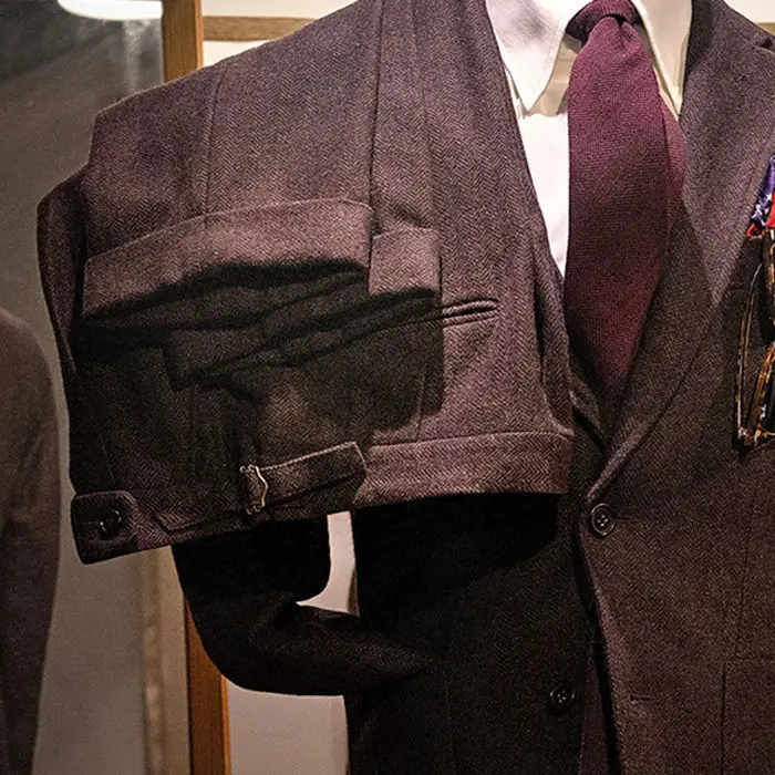 2024 Autumn Winter Men Trousers Long Pants Wool Tweed  Classic Office Straight Male Retro Herringbone Business Suit Pant Q16 3