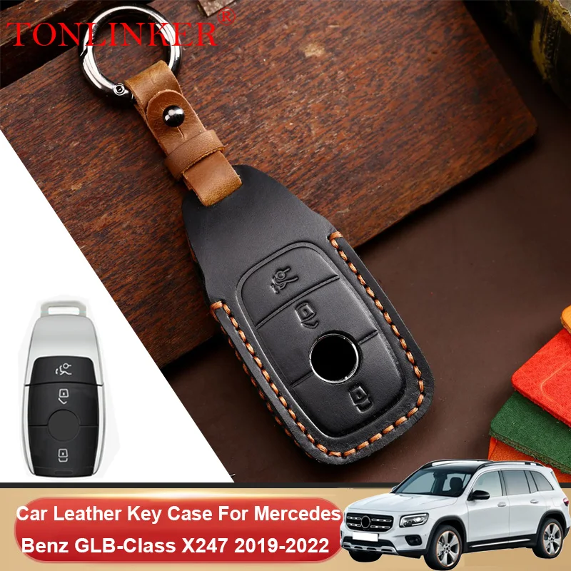 

Genuine Leather Car Key Case For Mercedes Benz GLB-Class X247 GLB 180 200 220 250 2019-2022 Holder Shell Remote Cover Keychain