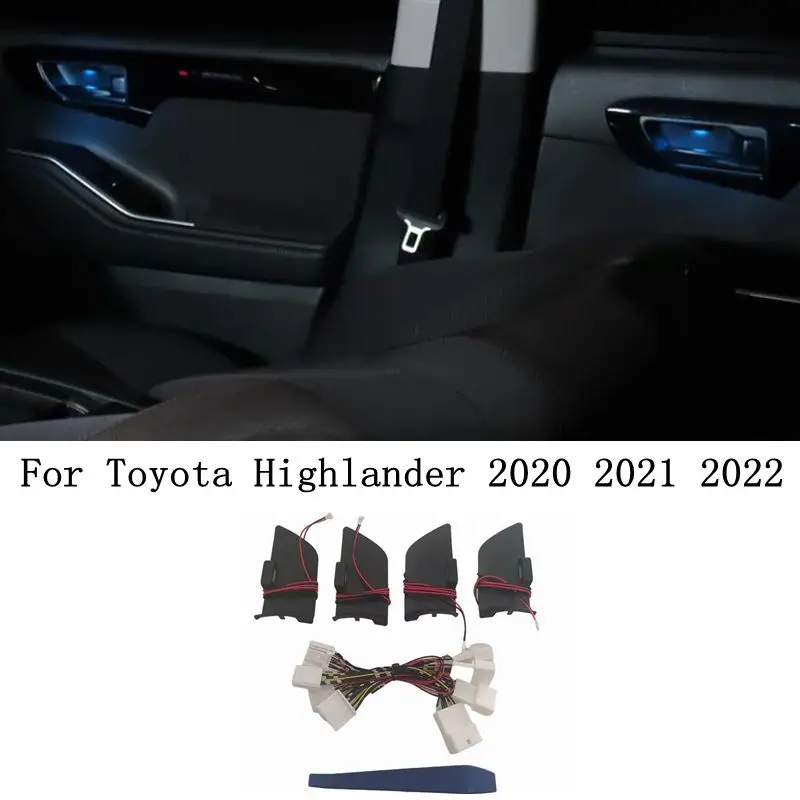 

For Toyota Highlander 2020 2021 2022 Door Bowl Armrest Atmosphere Light Interior LED Blue Door Bowl Handle Frame Light