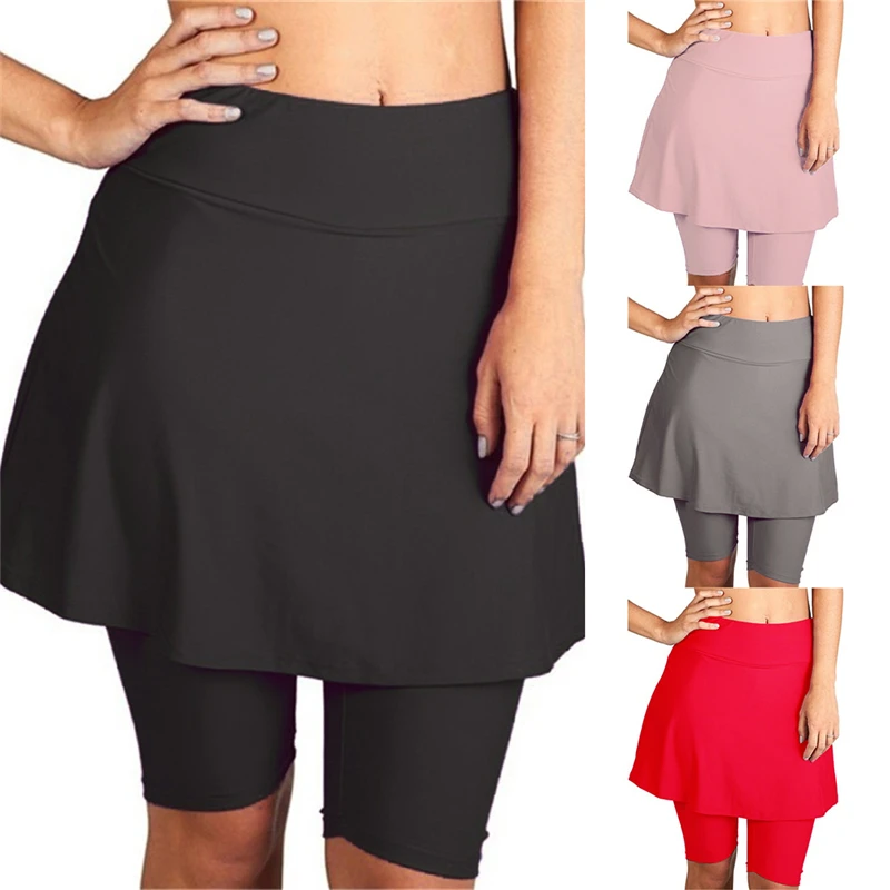 

Short Leggings Fitness Knee Length Pants Casual Middle Waist Leggings Tennis Pants Sports Fitness Five Points Skirt Pants