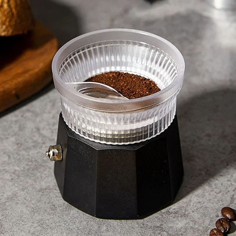 Description Picture 4 of item2/3/4/6 Cup Moka Pot Dispenser Rotating Powder Dosing Ring Round Anti-Flying Powder Coffee Distributor Leveler Espresso Tools