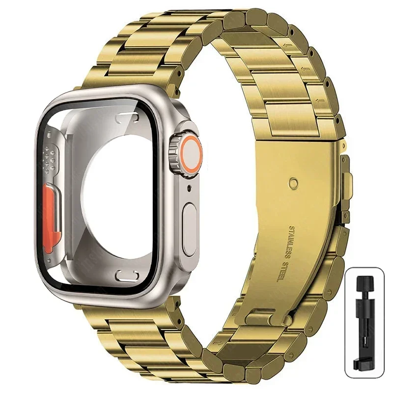 Premium Stainless Steel Watch Strap with Ultra Protective Case