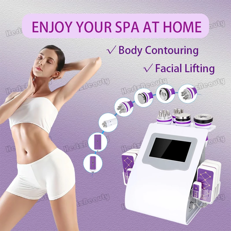 

6In1 Cavitation Radio Frequency RF 40K Ultrasonic Vacuum Cellulite Burner Removal Lipo Laser Phototherapy Body Slimming Machine