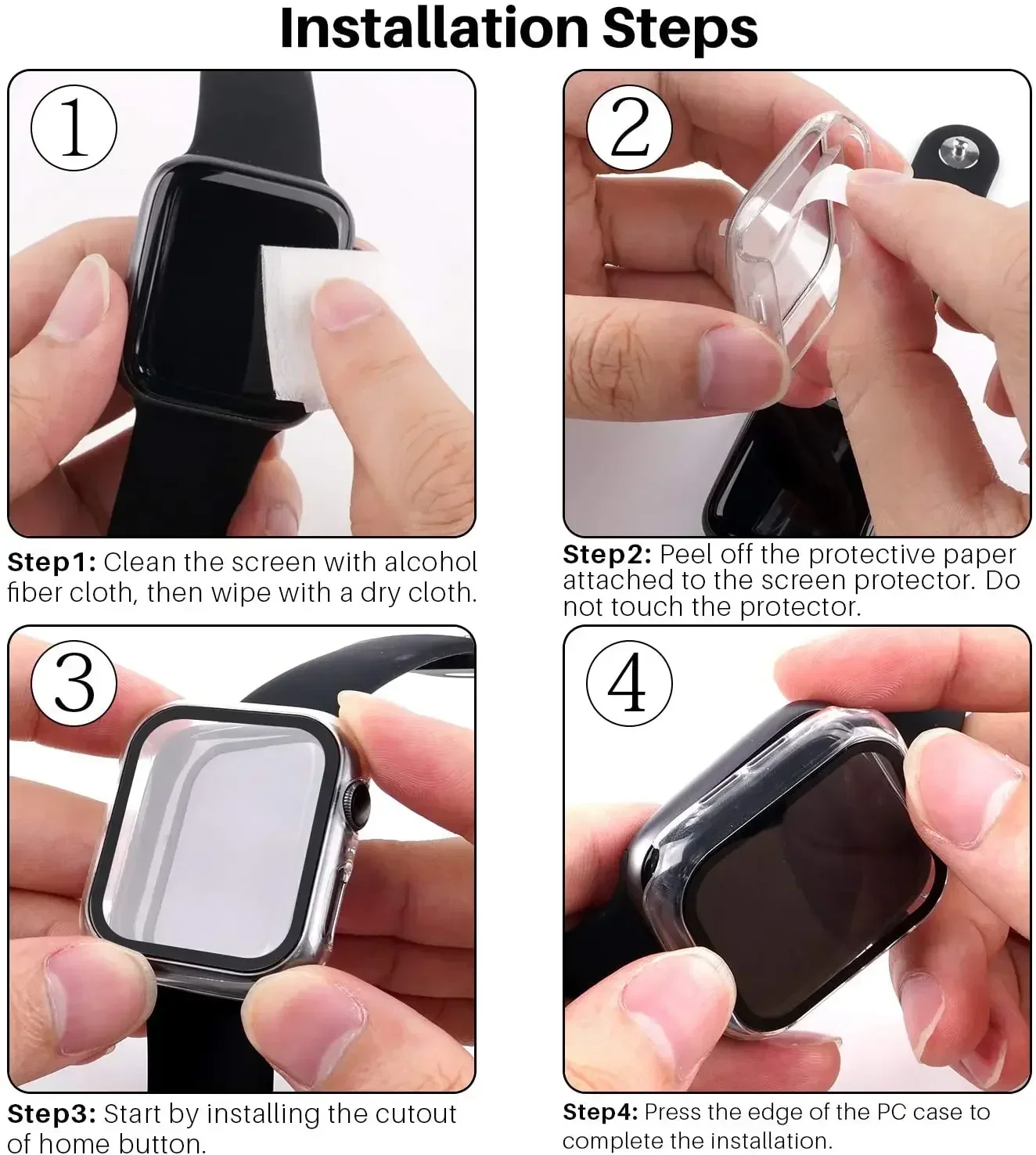 Enhanced Protective Watch Cover with Glass Screen Protector - Premium Bumper Case