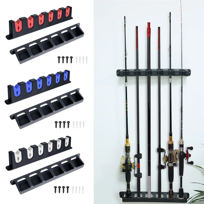 6-Rod Fishing Rod Holders Wall-mounted Pole Rack Horizontal Rod Stand for Garage Cabin and Basement Fishing Accessories fishing rod holder fishing rod bracket fishing rod support fishing rod rest fishing gear accessories