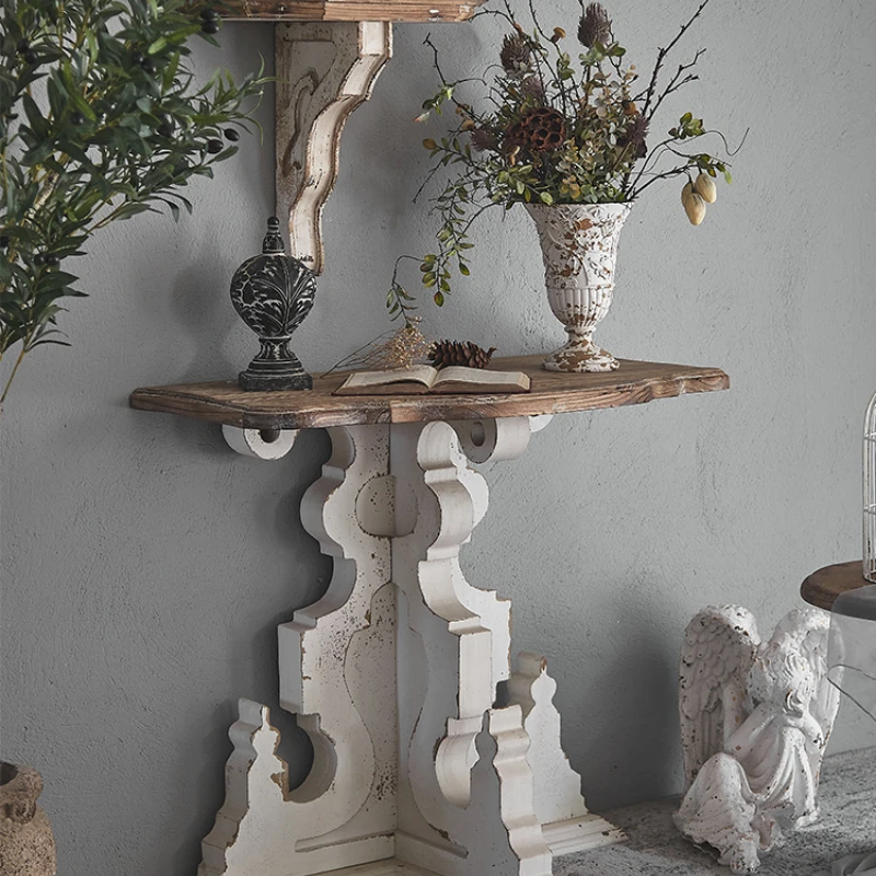 

American Country Vintage Engraving Homestay Living Room Wall Decoration Console Table-Console Props Distressed Wall Hanging