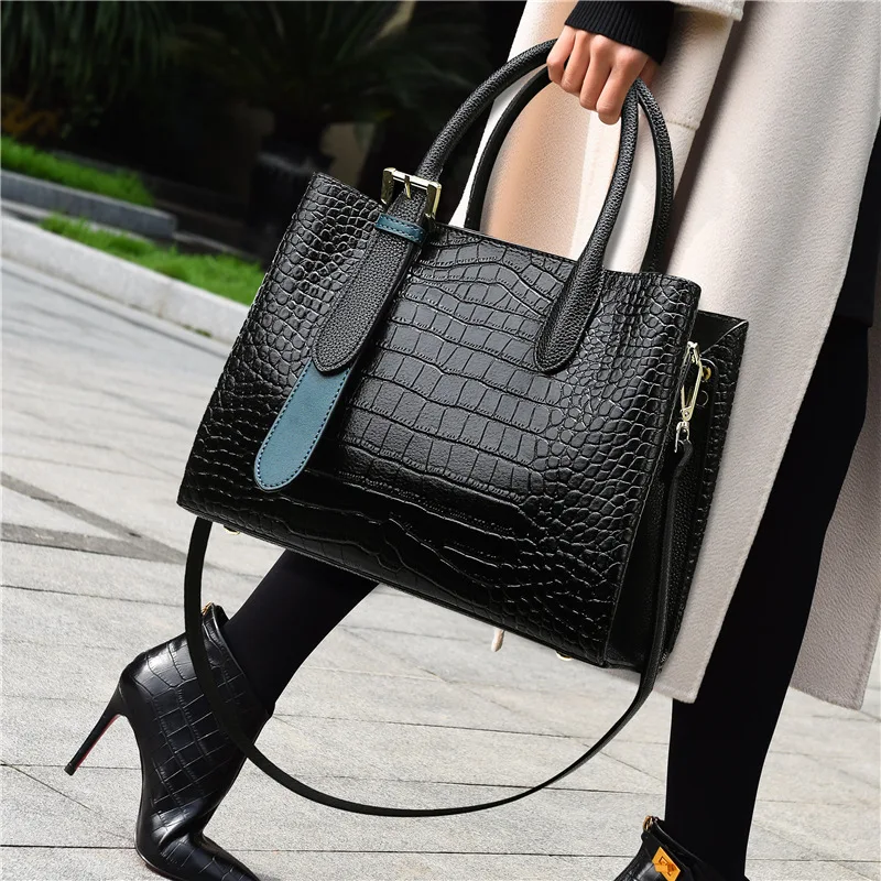 

사각숄더백 handbag crocodile pattern sac à main pour femme 2024 fashion large-capacity shoulder crossbody bag