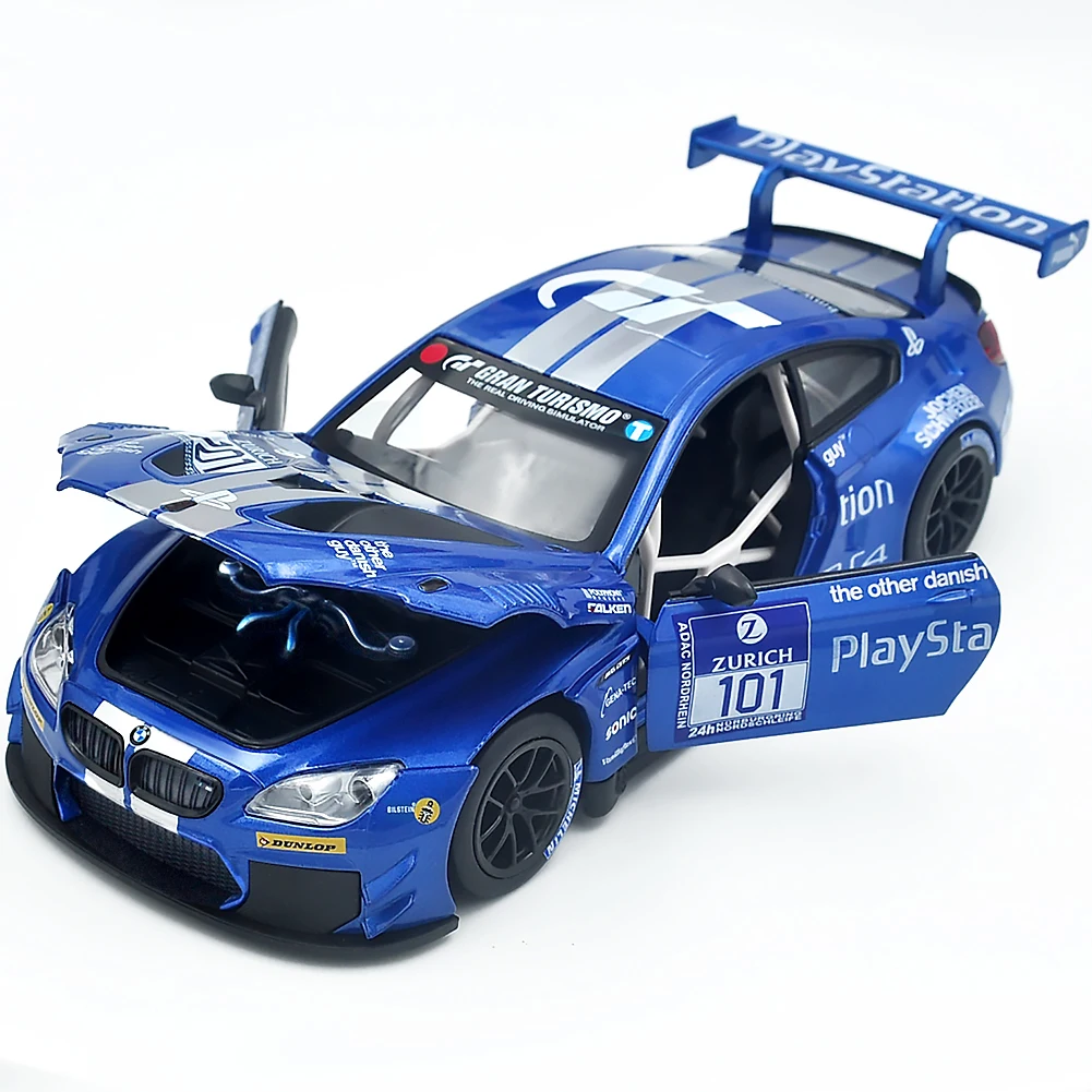 1:24 BMW M6 GT3 합금 레이싱 모델 다이 캐스팅 금속 장난감 자동차 스포츠 자동차 모델 높은 시뮬레이션 컬렉션 어린이 장난감 선물