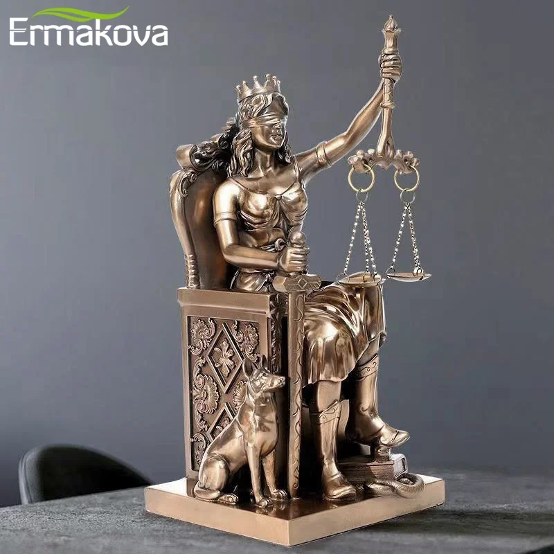 

ERMAKOVA European Greek Fairness Justice Goddess Statue Fair Angels Resin Bookends Sculpture Ornaments Study Room Decoration