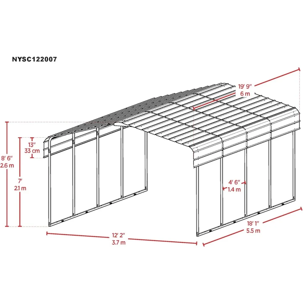 Carport 12 x 20 x 7 ft All-Steel Canopy Shelter Frame Parking a Car, SUV, Motorcycle, and Other Vehicles Outdoor Driveway