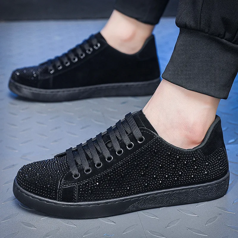The latest men's luxury rhinestone casual board shoes 2024 Spring Autumn comfortable soft soled running sports shoes sneakers 3