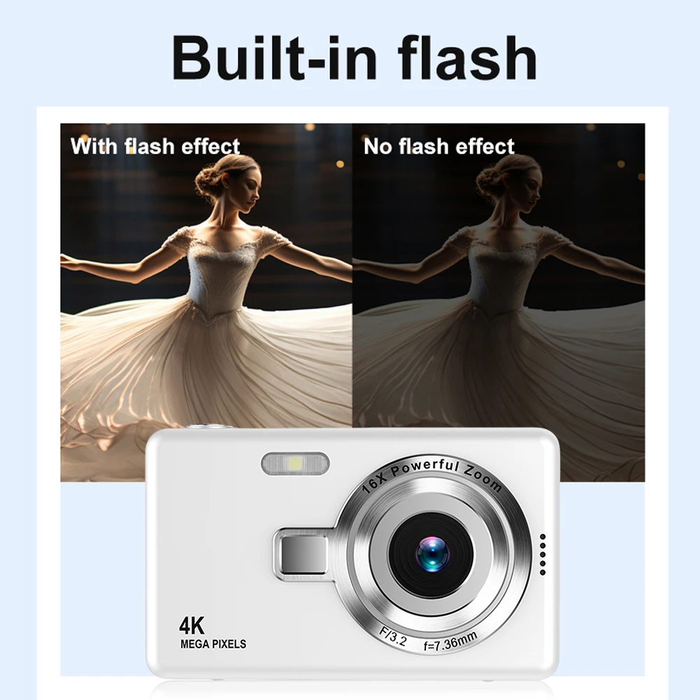 Description Picture 6 of item4K HD 1080P Digital Camera 96MP Portable Vlogging Camera 16X Zoom Camcorder Camera 2.4 Inch IPS Screen for Photography and Video