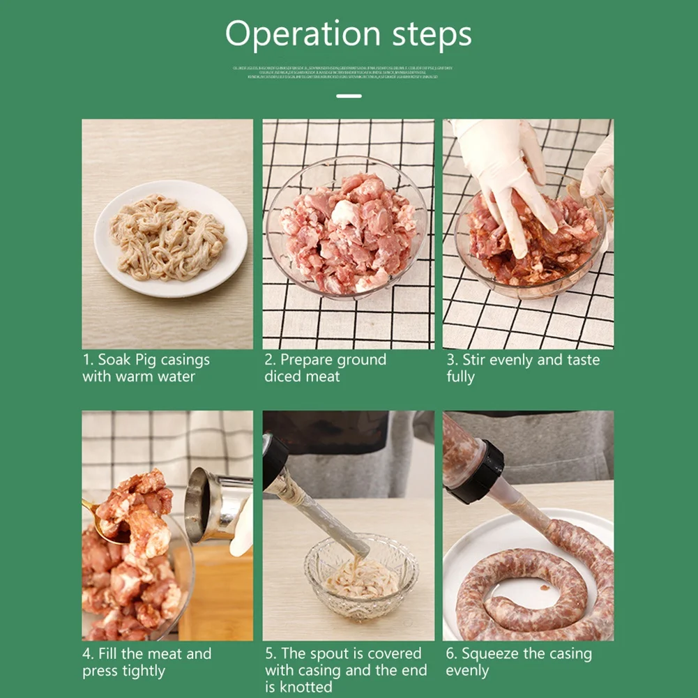 Manual Sausage Meat Fillers Machine for Sausage Meat Stuffer Filler Hand Operated Machines Funnel Nozzle HOT