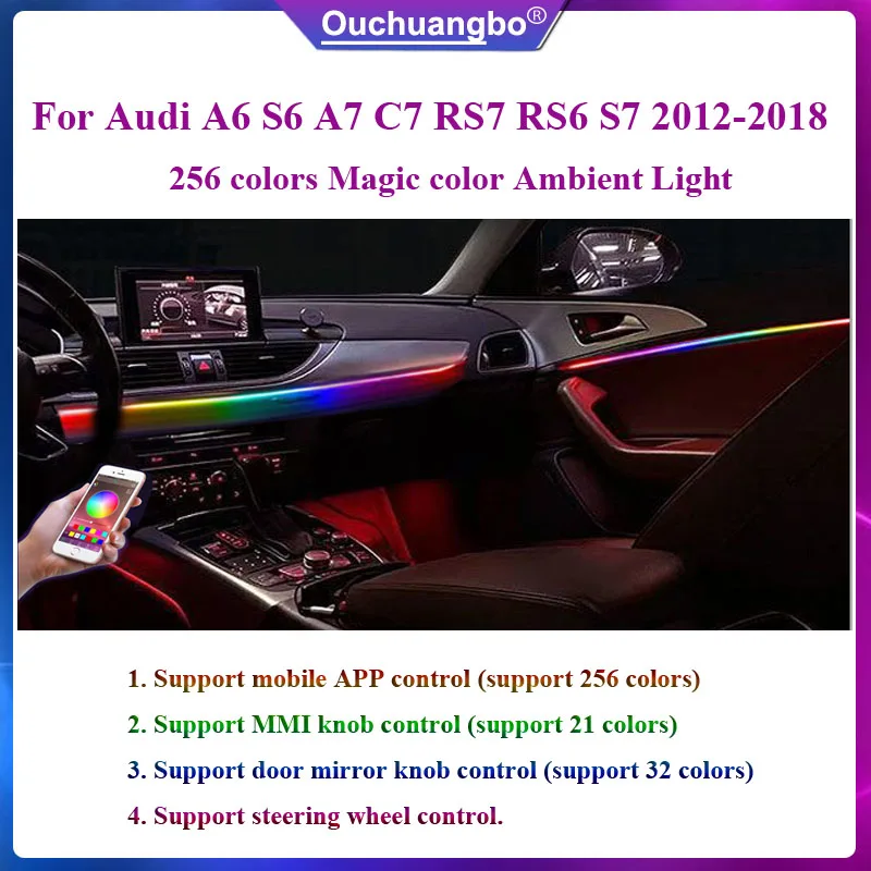 Ouchuangbo 256 Colors Ambient Lamp Lights For Audi A6 S6 A7 C7 Rs7 Rs6