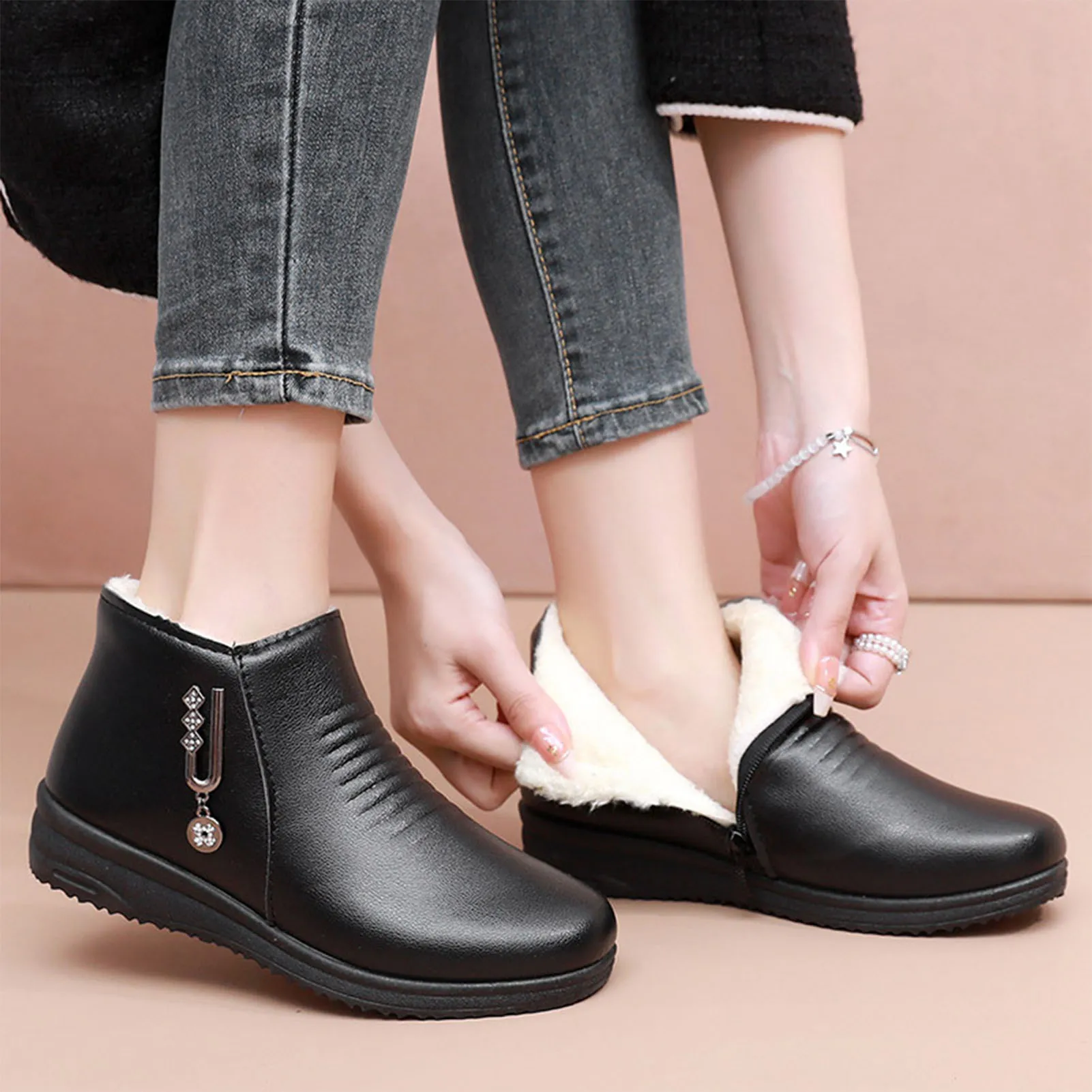 Women's Cozy Waterproof Ankle Booties - Perfect for Winter & Holiday Gifts