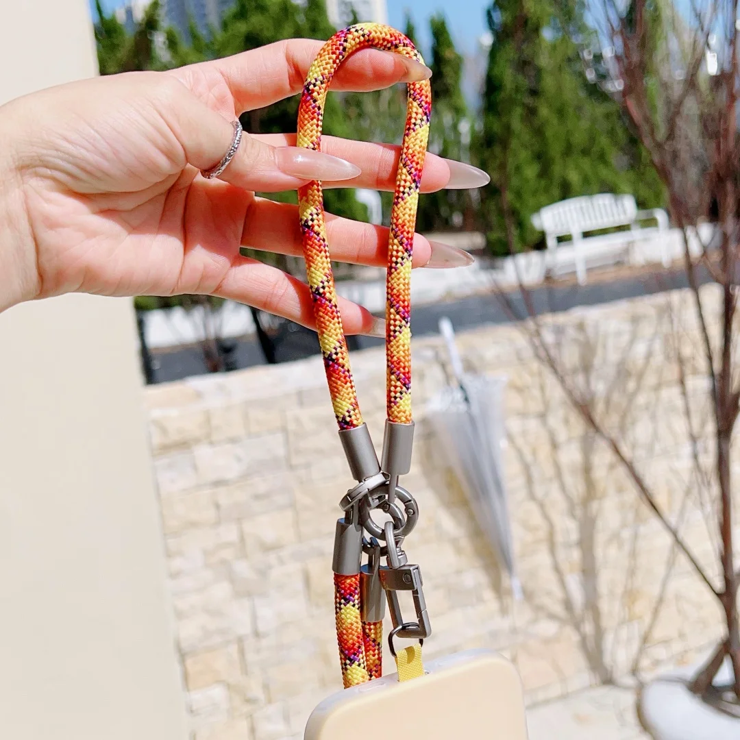 Versatile Dual-Use Lanyard and Cross-Body Strap Keychain in Solid Color for Mobile Device Holders