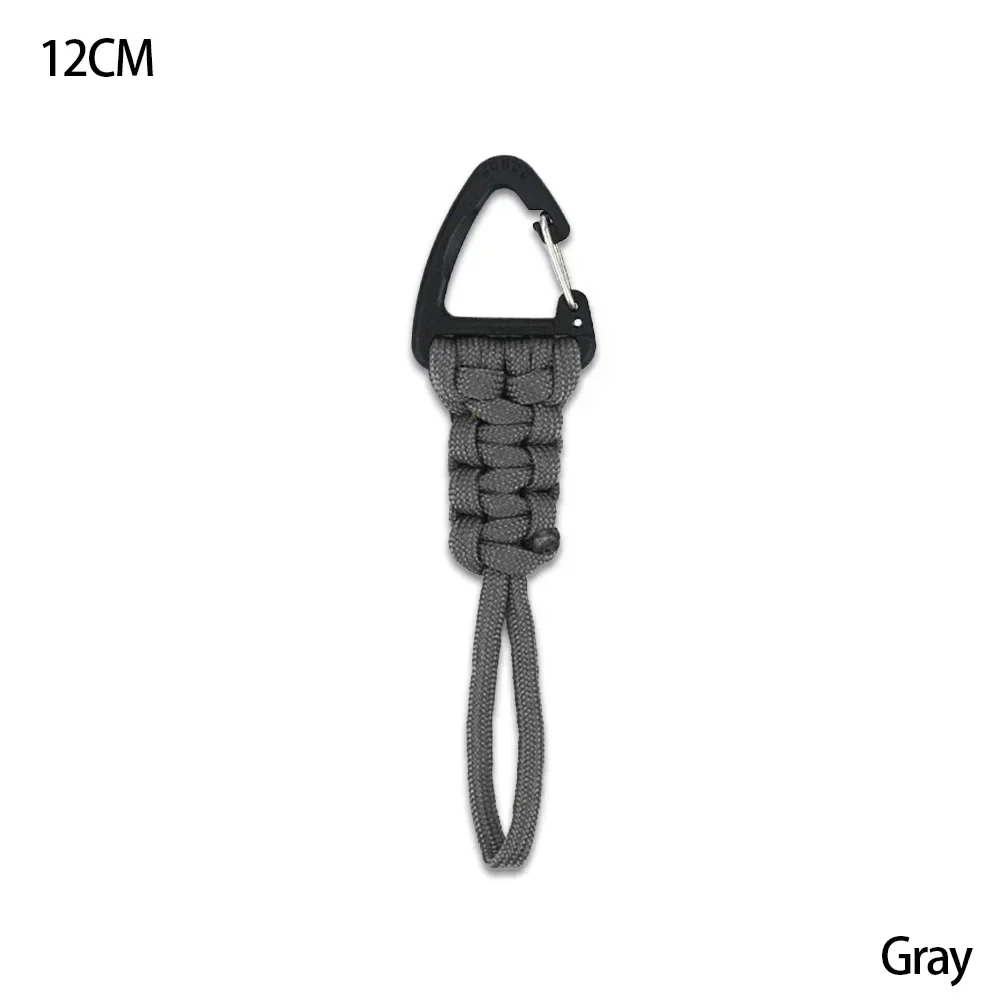 Braided Nylon Paracord Keychain with Metal Triangle Buckle and Carabiner