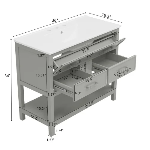 36" Bathroom Vanity with Sink 4