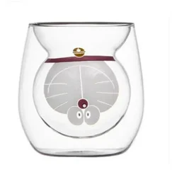 Doraemon Double Wall Glasses Cup - 200ml Anime Cartoon Drinkware for Milk, Coffee, Juice, and Cocktails (Doraemon)