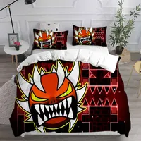 Geometry Dash Bedding Sets Comforter Quilt Bed Cover Duvet Cover Pillow Case 2-3 Pieces Sets Kids Adult Size 2