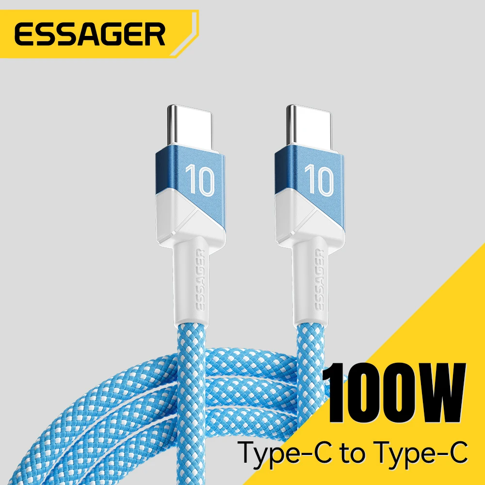 ESSAGER 100W 5A USB C to USB C Cable for iPhone 17 16 15 14 Pro Max MacBook iPad Laptop Fast Charging Football Team Colors Wire