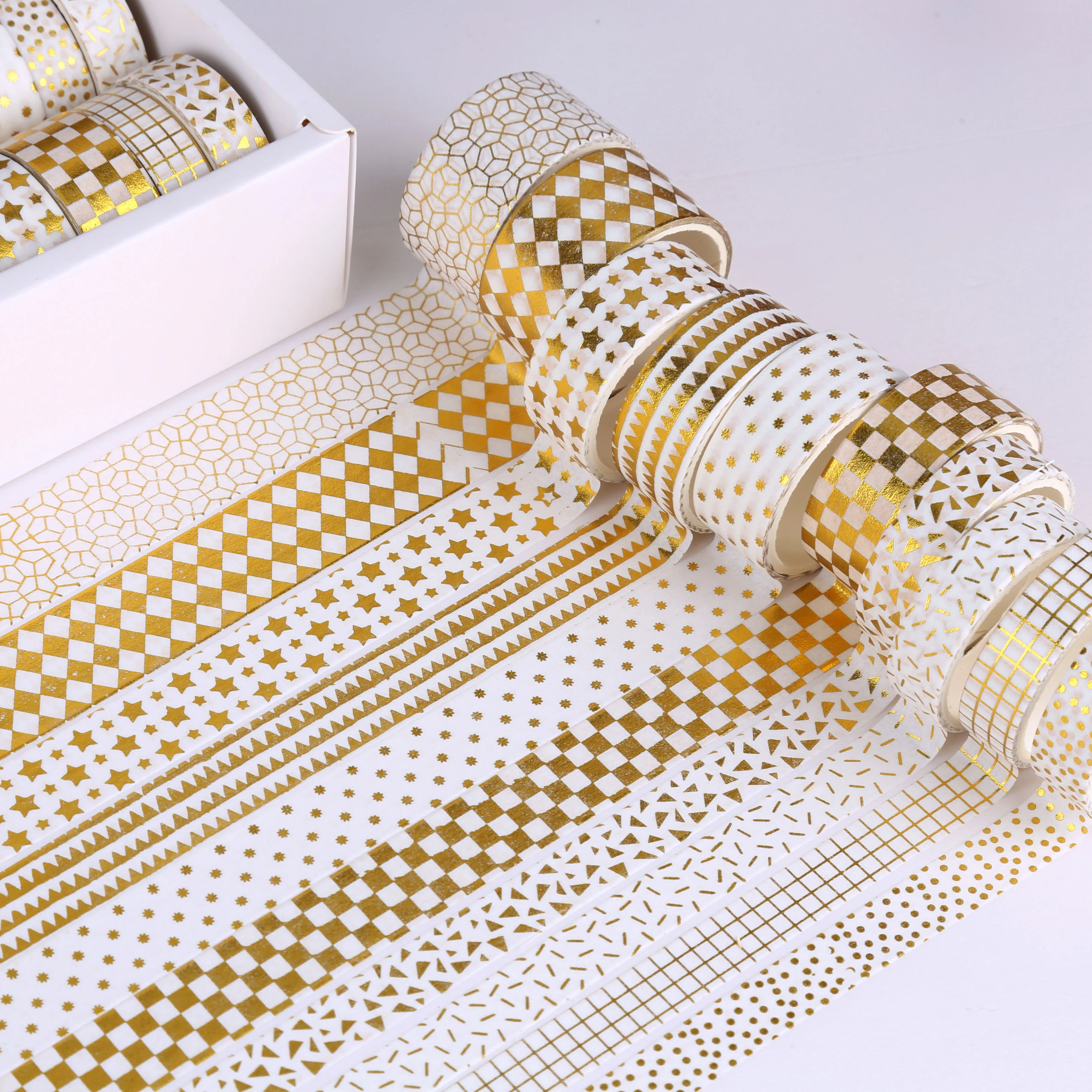 10pcs Floating Series Washi Tapes Set Gold Stamping Adhesive Masking Tape Diary Decoration Stickers A7562 6