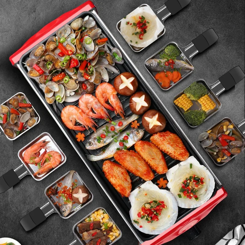 Household Electric Roasting Oven 2 Layers 1350W Smokeless Non-stick Baking Pan Barbecue Machine Kitchen Teppanyaki Grill 220V 3