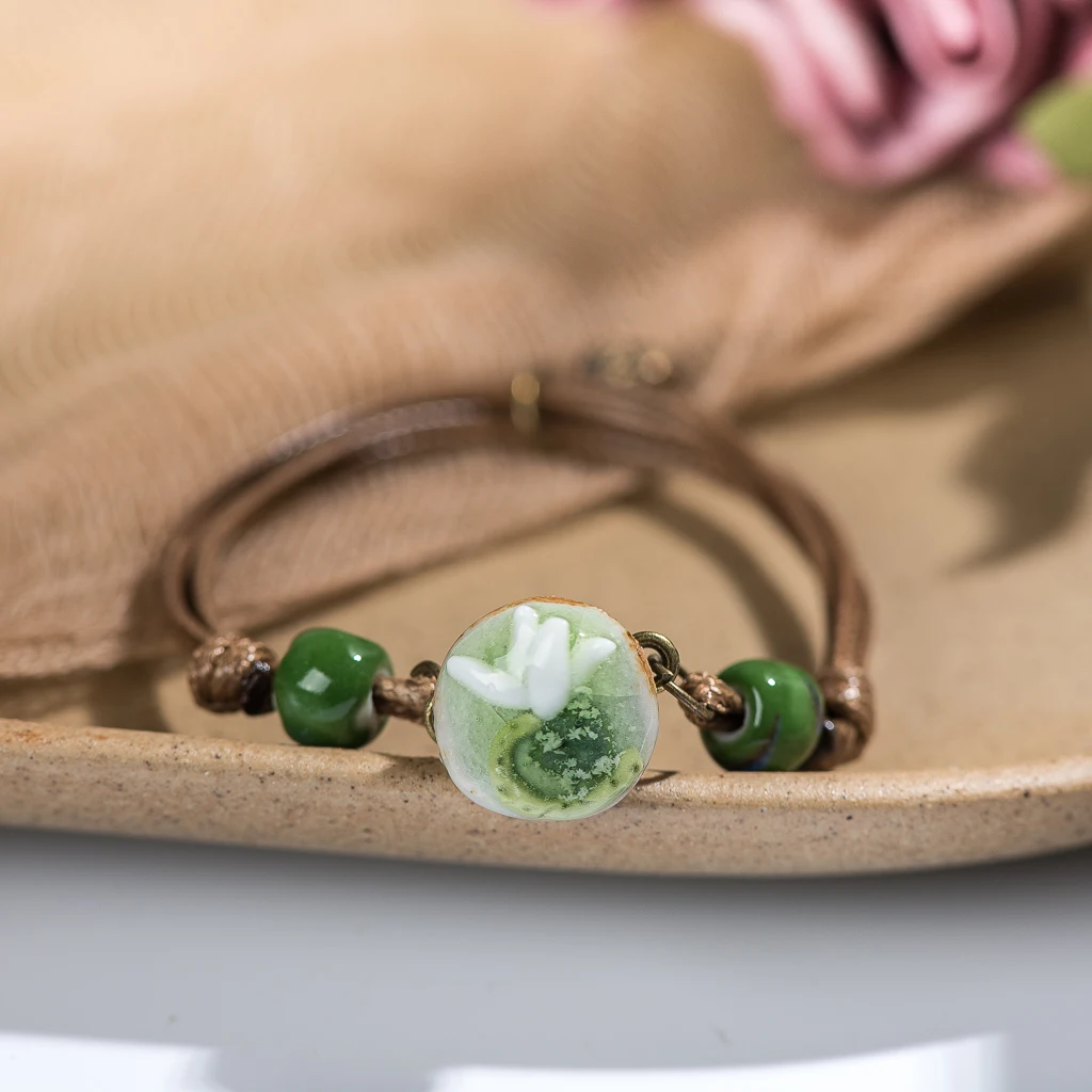Forest Series Pottery Pendant hand-kneaded Ceramic Adjustable DIY Bracelet Gift Jewelry For Women #82621 bracelet jewelry