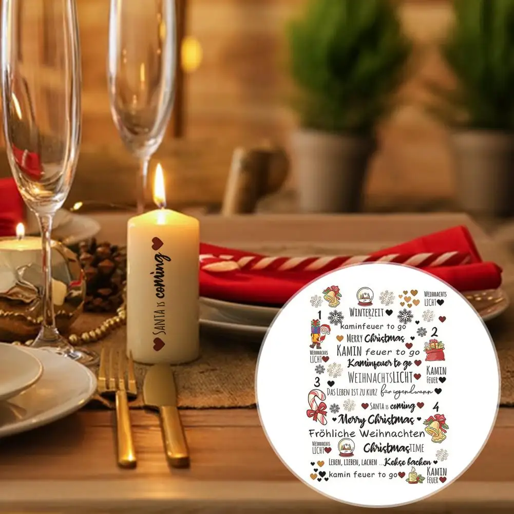 Christmas Candle Sticker Color Exquisite Pattern Candle Tattoo Film Sticker Christmas Themed Tattoo Decal Party Supplies