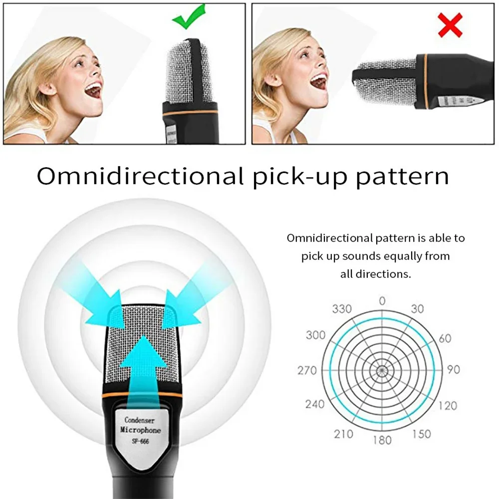 마이크 스탠드가 있는 마이크 전문 3.5mm 잭 녹음 콘덴서 마이크 PC 노트북 노래 및 게임과 호환 가능