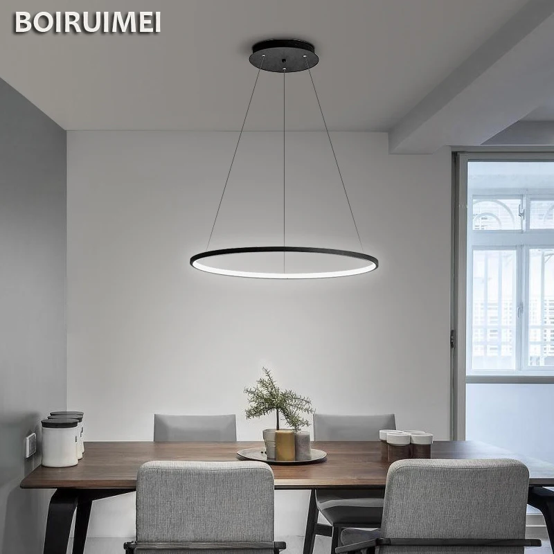 Nordic Single Ring Led Chandelier Indoor Lighting for Dining Table Living Room Bedroom Minimalism Aluminium Circle Pendant Lamp led chandelier