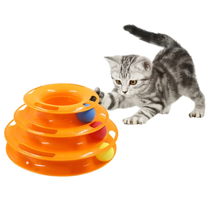 Funny Cat Pet Toy Cat Toys Intelligence Triple Play Disc Cat Toy Balls Ball Toys Pets Green Orange