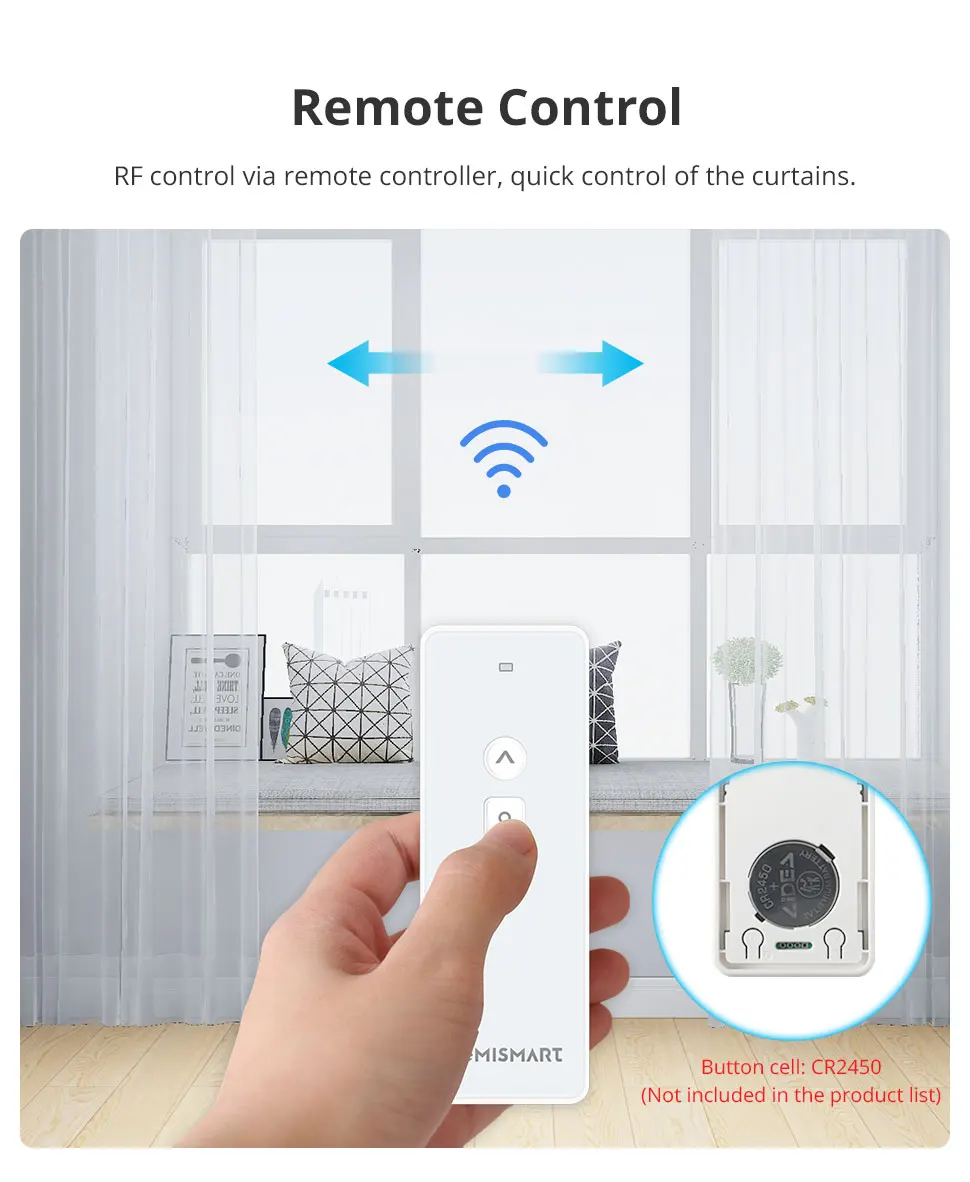 Matter WiFi Smart Electric Curtain Motor with Sliding Track Allow HomeKit SmartT