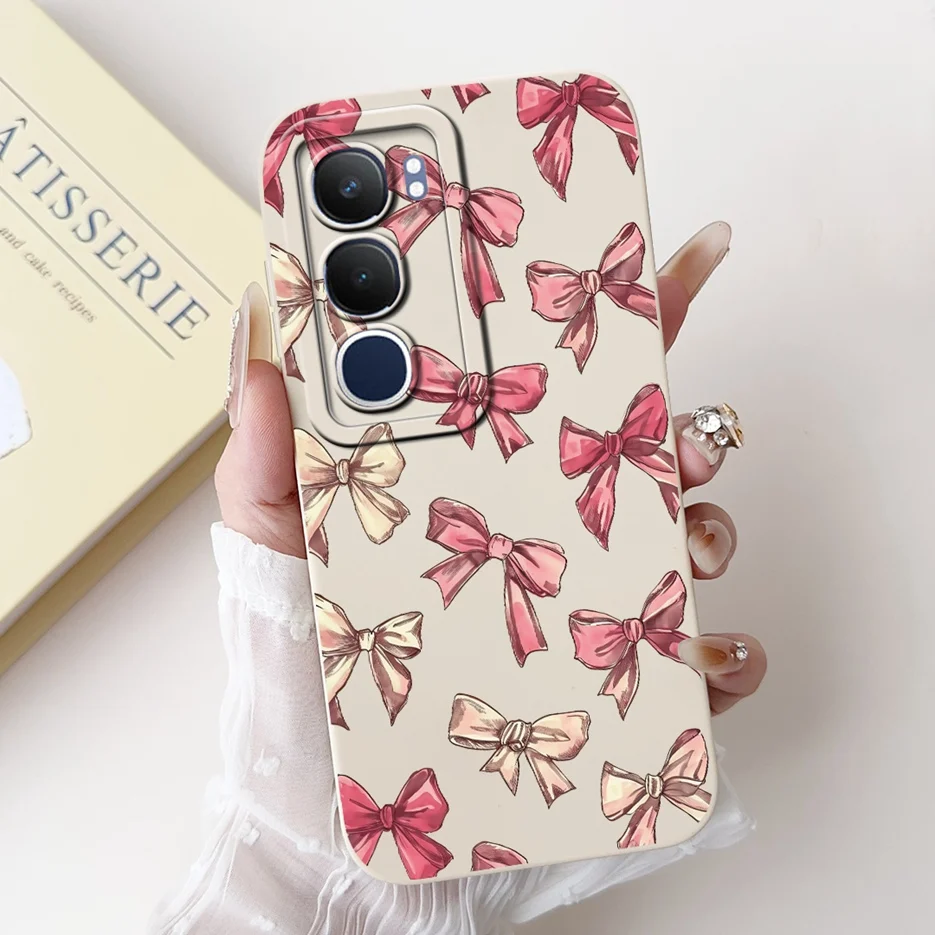 Vivo Y19s Cute Cat Grid Pattern Shockproof Silicone Phone Case