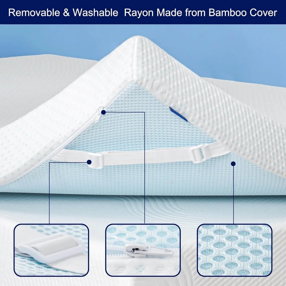 Gel-Infused Memory Foam Mattress Topper – Cooling Bed Topper Pad