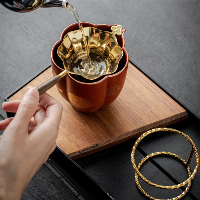 304 Reusable Stainless Steel Tea Infuser with Wooden Handle Loose Tea Leaves Strainer Fine Mesh Filter Diffuser Kungfu Teaware