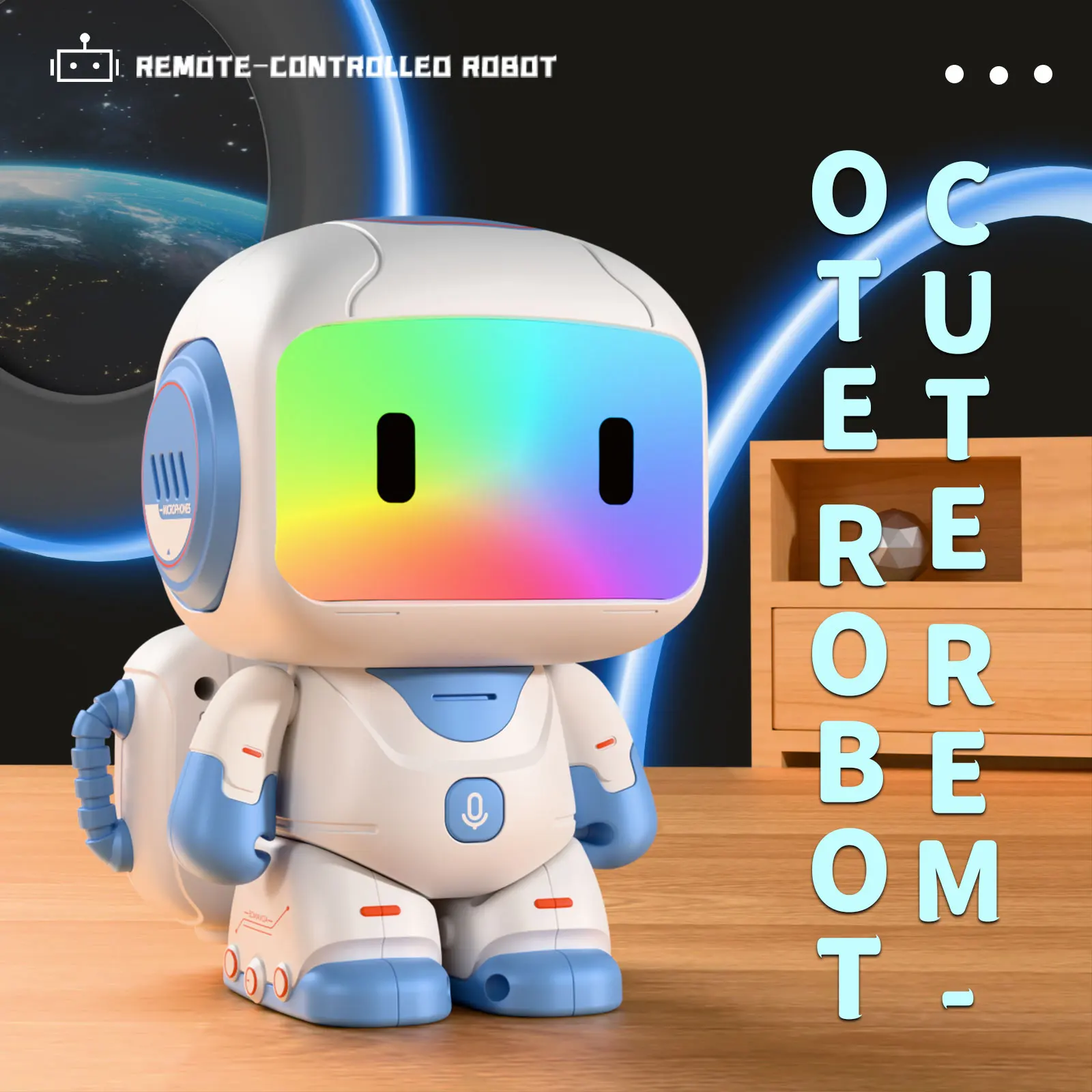 Robot intelligente con telecomando, robot giocattolo multifunzionale a induzione con luce e musica, regalo di festa per ragazzi e ragazze - immagine 2
