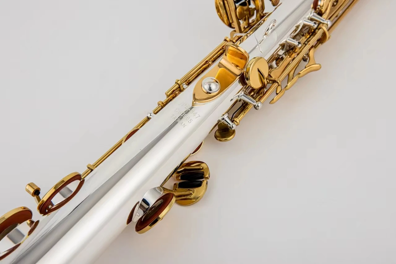 JPS-847 Soprano Saxophone Silver Plated Body Gold Lacquer Key Sax