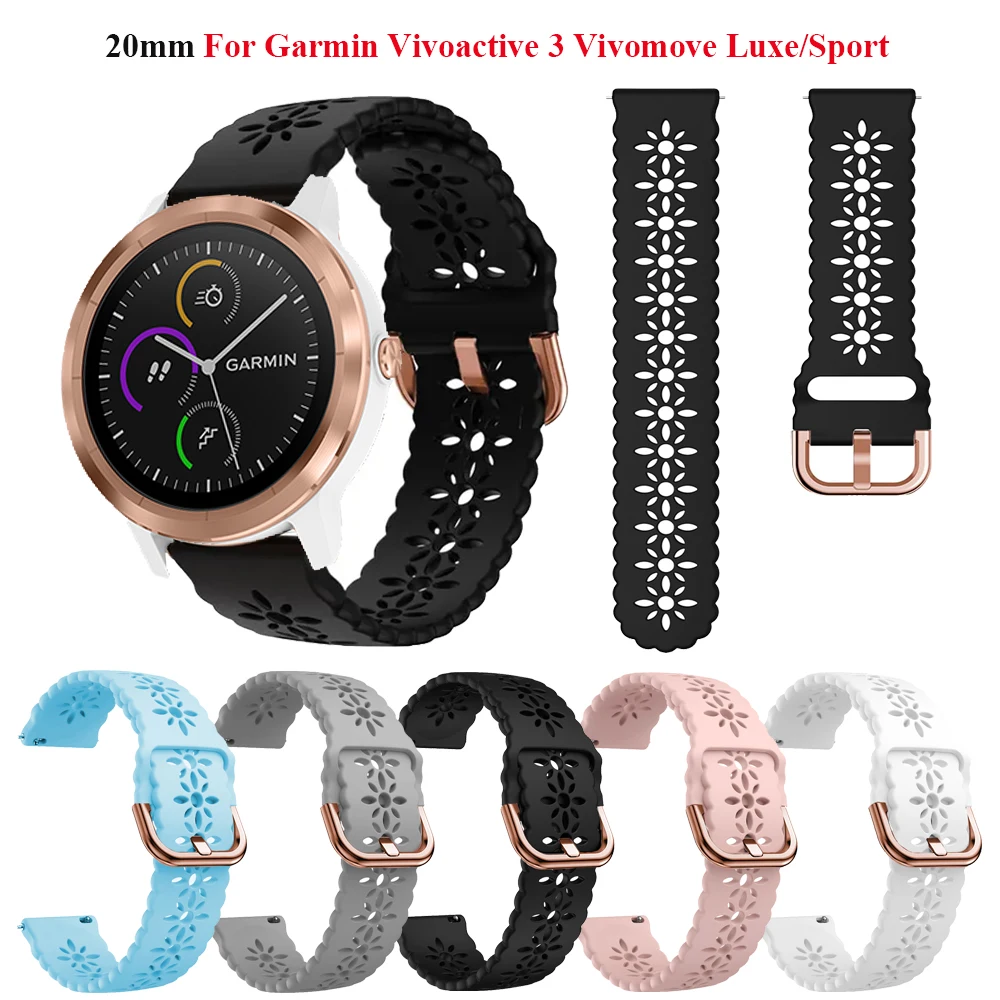 Cinturino Smart Watch Da 20Mm Per Cinturini Garmin Vivoactive 5/3/3T Cinturino Di Ricambio In Silicone Vivomove Luxe/Sport/Trend/Style