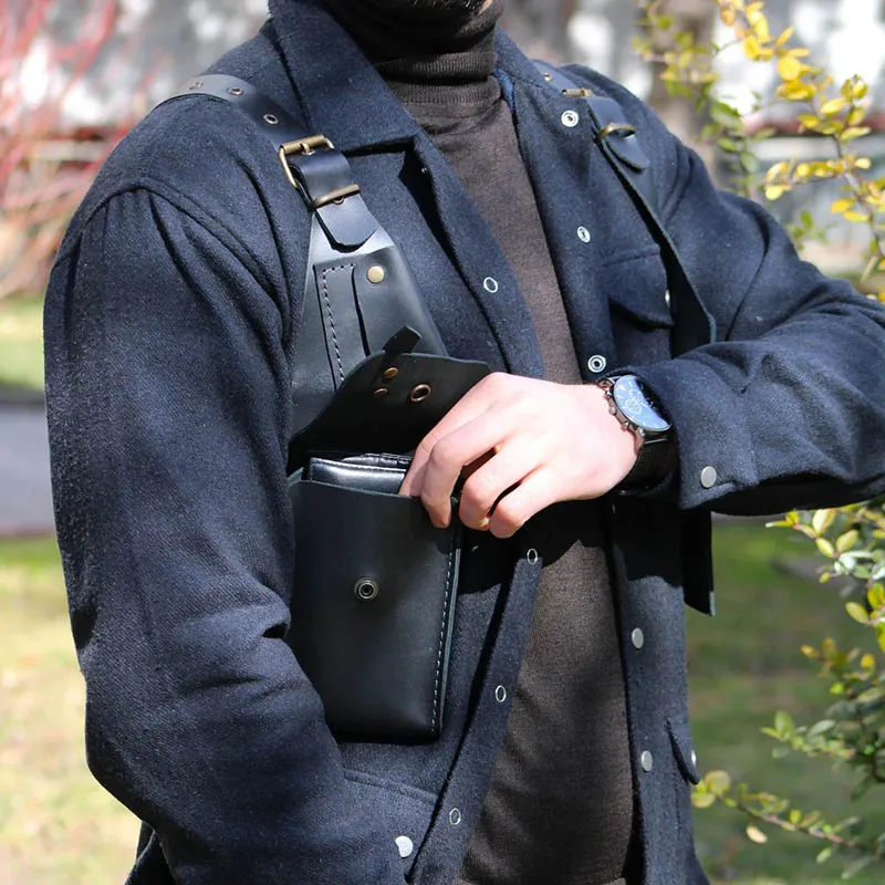 Steampunk PU Leather Harness Holster Bag Motorcycle Utility Phone