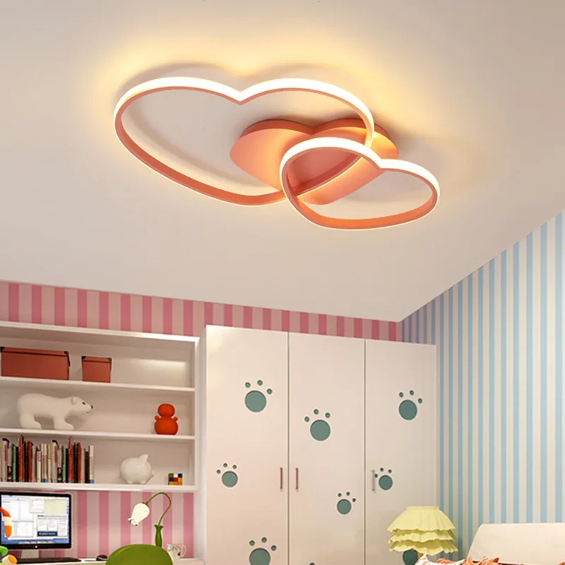 HeartShapeLedCeilingLampModernpinkceilinglightforChildrens