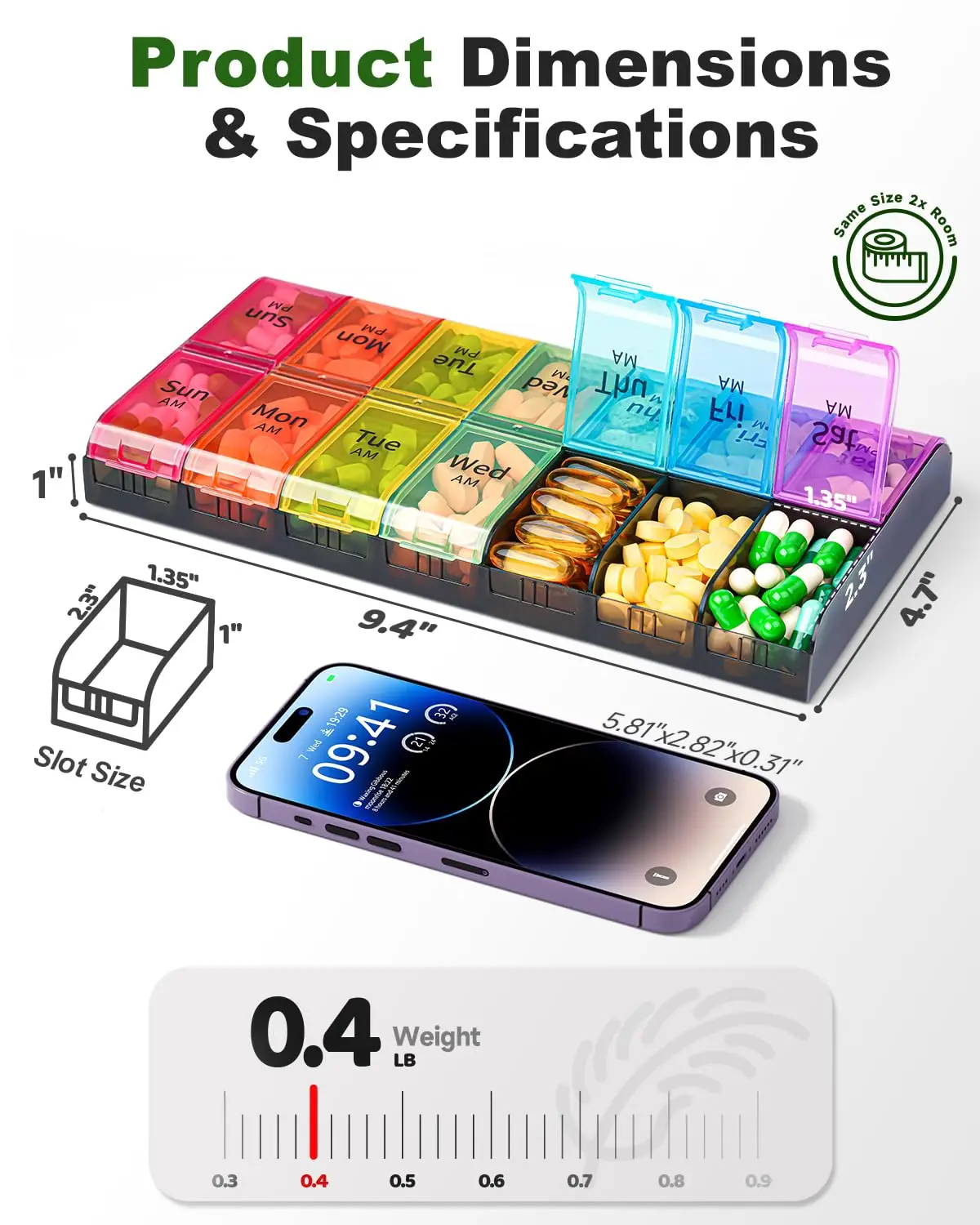 Weekly AM/PM Pill Organizer for Travel - 7-Day Double Storage for Medications