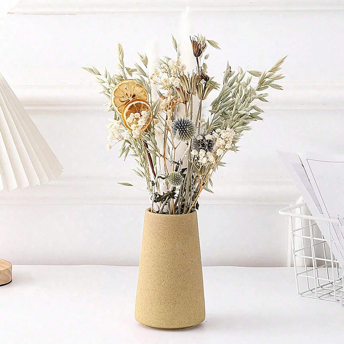 1pc Minimalist Retro Frosted Ceramic Vase, Rough Ceramic Round Vase, Creative Home Decoration,