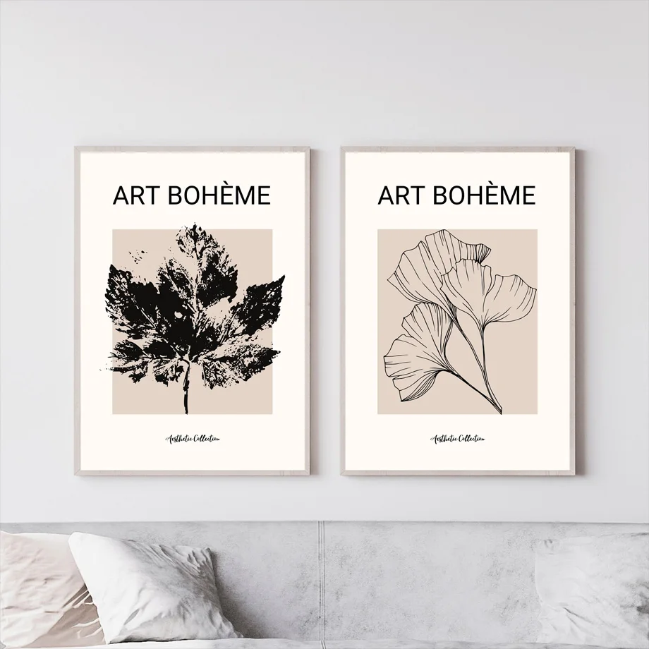 

Bohemian Style Abstract Vintage Nordic Posters Print Tree Leaves Canvas Painting Bedroom Wall Art Living Room Home Decoration