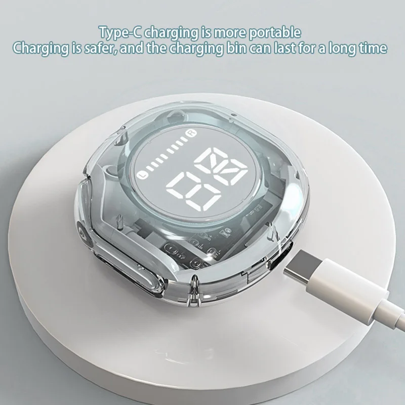 Wireless Bluetooth Earphones with LED Display for Outdoor Sports Work with Android and Apple Devices HiFi Stereo Headset Earbuds