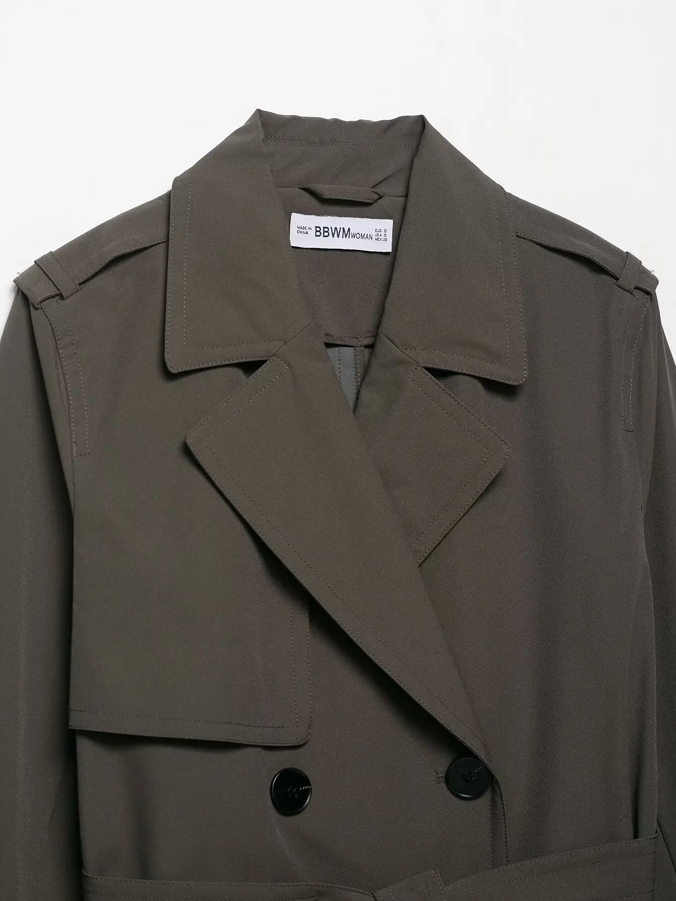 Woman's Long Windbreaker With Belted Double-Breasted Long Sleeve Solid Color Jacket Elegant Autumn Winter Female Chic Outwear