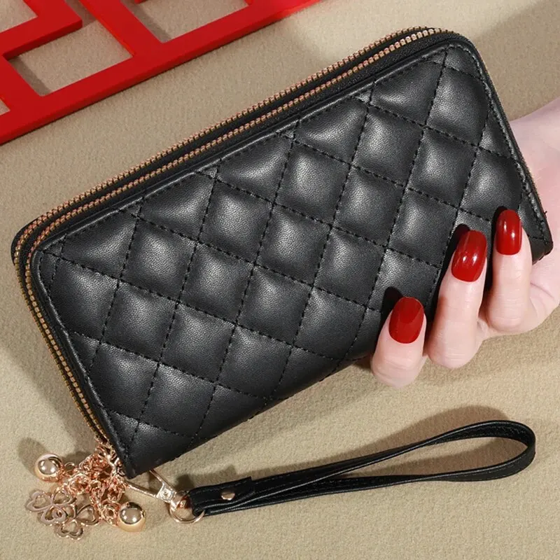 Lange Frauen Brieftasche Geldbörsen Quaste Münzhalter große Kapazität Doppel reiß verschluss pu Leder karte mehr schicht ige Lagerung Geld klammer Clutch Tasche